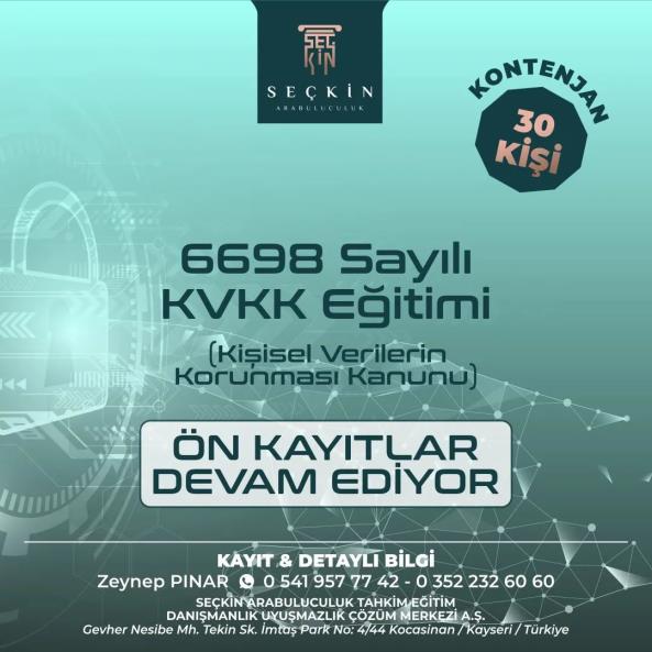 6698 Sayılı KVKK Eğitimi kayıtları devam ediyor...