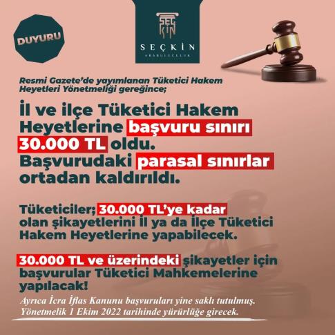 İl ve İlçe Tüketici Hakem Heyetlerine Başvuru Sınırı 30.000TL Oldu